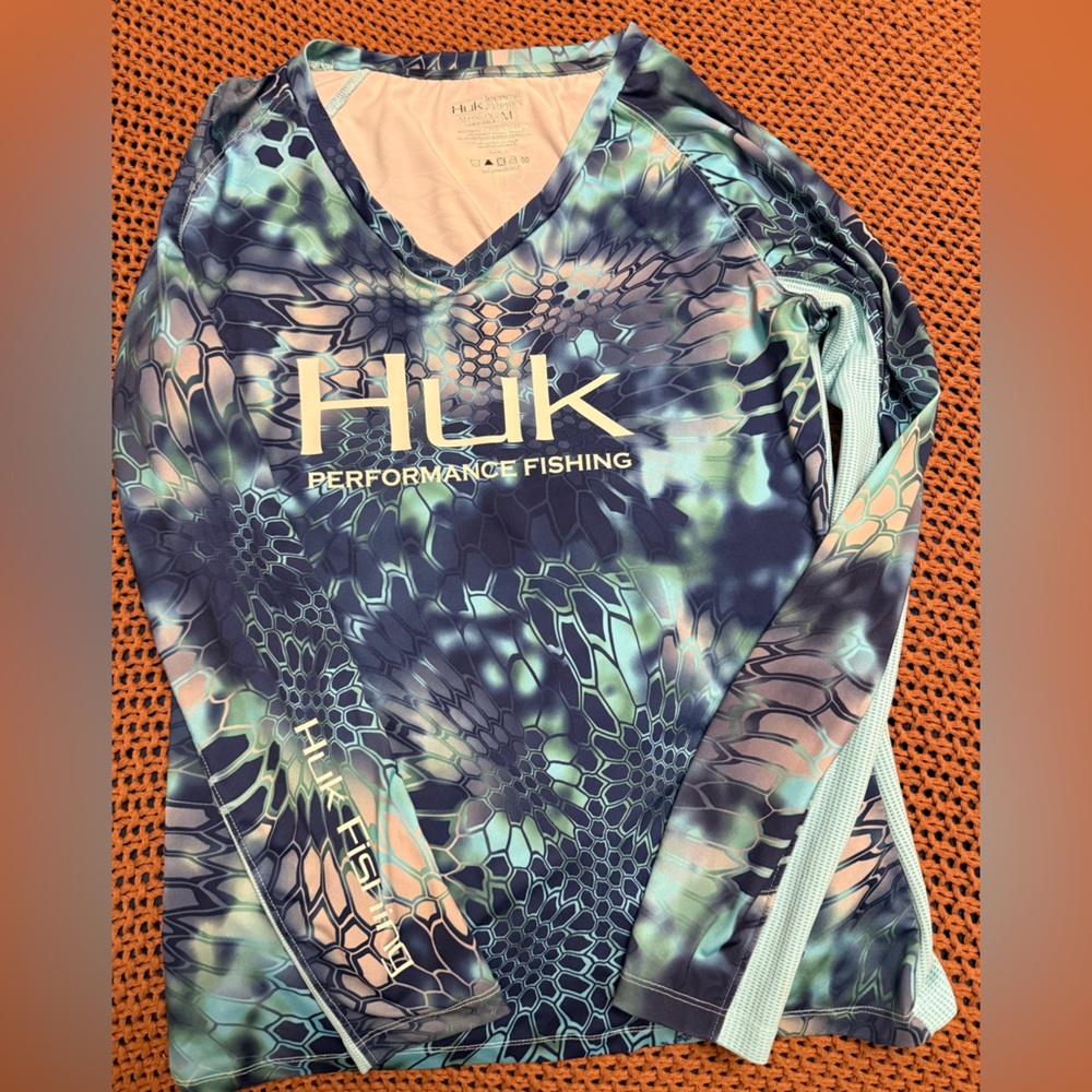 Huk Blue and Green Performance Shirt